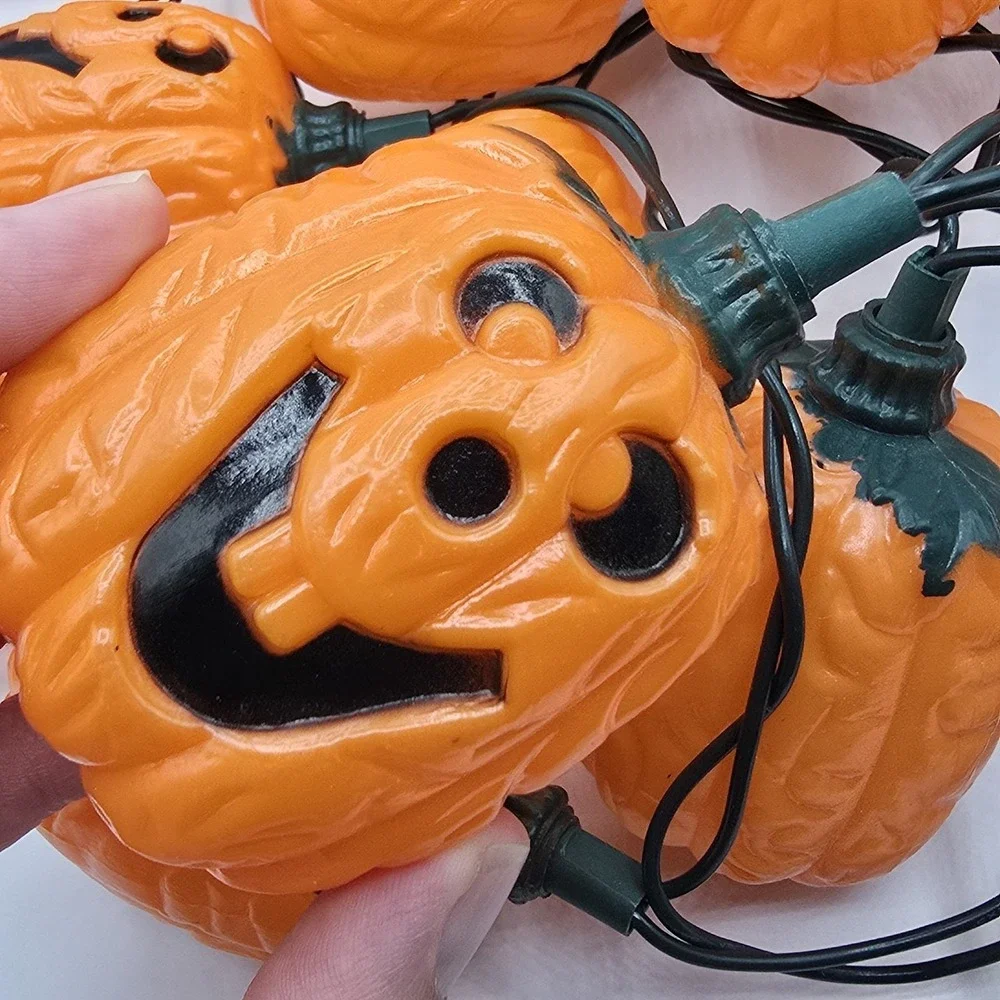 Vintage Halloween Blow Mold 20 Pumpkin Jack O Lantern String Lights